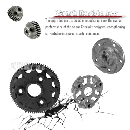 76T 48P Spur Gear with 25T 27T Pinions Gear & Slipper Clutch Upgrades Part for 1/10 Slash Rustler Stampede Bandit 2WD VXL,76T Spur Gear,Red