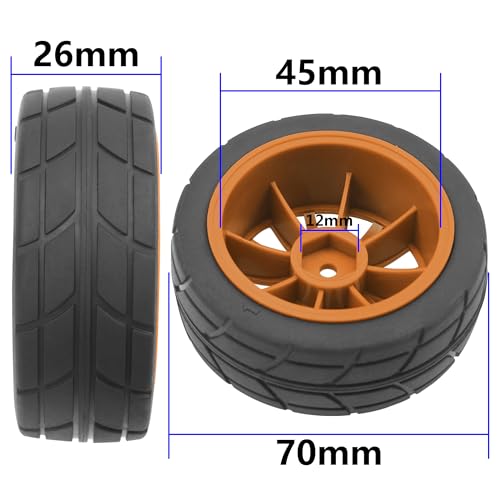 4Pack Vgoohobby OD70mm RC 1/10 On Road Rubber Tires w/Plastic Wheel Rims 12mm Hex Compatible with HSP HPI Redcat Tamiya Traxxas Kyosho 1/10 RC On Road Racing Touring Car (Brown) - color: Brown