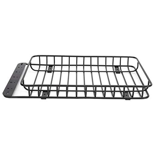 1/10 Scale RC Metal Roof Rack Luggage Carrier with 5 LED Lights, Black | Compatible with Traxxas TRX-4, Axial SCX10 90046 & SCX10 III AXI03007, Overland Crawler Upgrade Parts