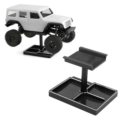 RC Car Working Stand with Magnetic Screw Trays for 1/18 1/24 RC Cars Aluminum Repair Workstation Kit (Black) - color: Black