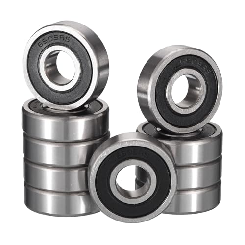 6905-2RS Deep Groove Bearings, ID 25mm x OD 42mm x Width 9mm Double Rubber Sealed Ball Bearings, Pre-Lubricated (GCr15) Chrome Steel 10pcs - size: 6905-2RS 25mmx42mmx9mm