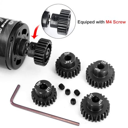 OGRC 32P 21T 22T 23T 24T 25T Pinion Gear for 1/8 1/10 RC SCT Buggy Monster | 0.8 Mod, 5mm Shaft, Hardened Steel, Fits 3660, 3665, 3670, 4068, and 4074 Series Motor - size: 21T 22T 23T 24T 25T