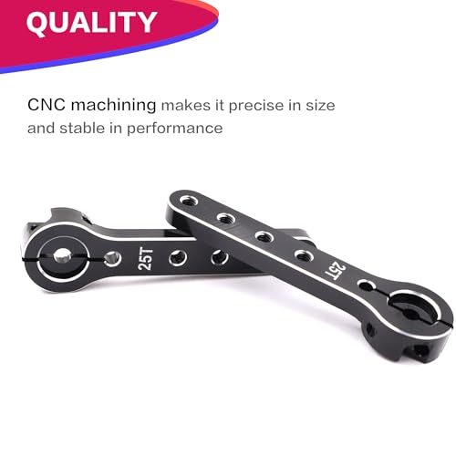 25T Metal Servo Arm 56mm for 30-100CC Balsa Airplanes 1/10 RC(2PCS Black) | Extension Servo Horn for 1/10 Car Boat Futaba HSP Wltoys Axial SCX10 Parts,CNC Machining - color: 2pcs Black