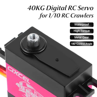 40KG Waterproof 180° Digital Servo with Metal Gears for TRX4 SCX10 | 40KG high torque digital servo with waterproof housing, metal gears and 180° travel for precise steering performance