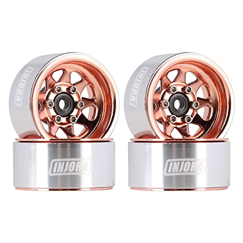 INJORA Stamped Steel 1.0 Beadlock Wheel Deep Dish for 1/18 1/24 (Rose Gold) - color: Rose Gold
