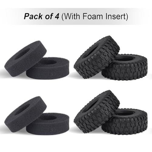 Hobbypark 1.0 Tires SCX24 Tires Soft Rubber for 1/18 TRX4M Axial SCX24 Gladiator Bronco C10 JLU Deadbolt B17 Betty 1/18 1/24 RC Crawler Car, 4PCS (53x19mm) - style: Type A
