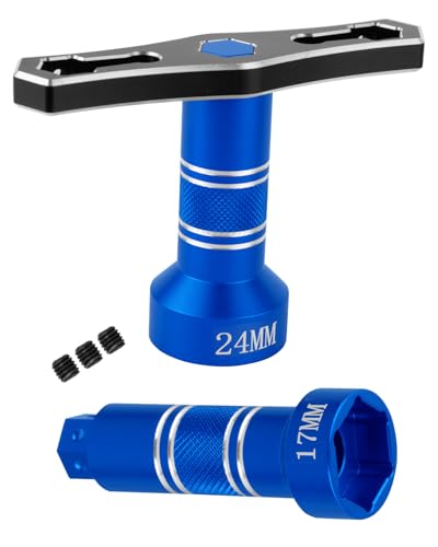 RC Interchangeable 17mm & 24mm Upgrades Part for 1/6 1/8 1/10 Scale RC Car Trucks Crawler Buggy,Spanner Repair Tool,Navy Blue - color: Navy Blue(1set)