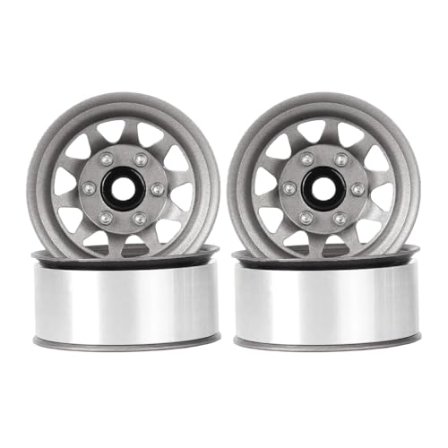 4PCS 1.55 Inch Aluminum Alloy Metal 10Holes Beadlock Wheel Rim Hubs Replacement Accessory for Tamiya AX90069 D90 TF2 CC01 CC02 1/10 RC Crawler Car Upgrade Parts(A-Grey) - color: A-grey