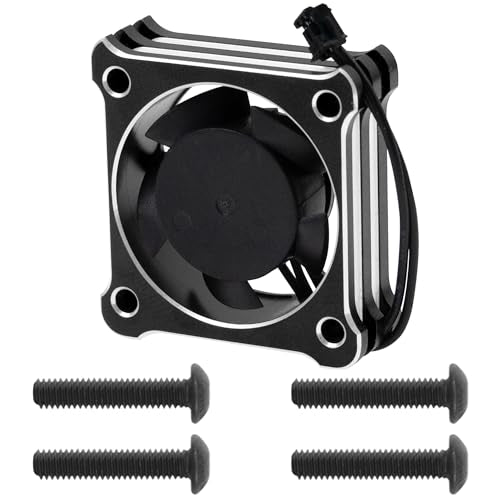 ShareGoo Alloy Brushless Motor ESC Cooling Fan Heatsink 28000RPM 5V-7.4V for Hbywing XeRun XD10 PRO ESC Series (Black)_ - color: Black