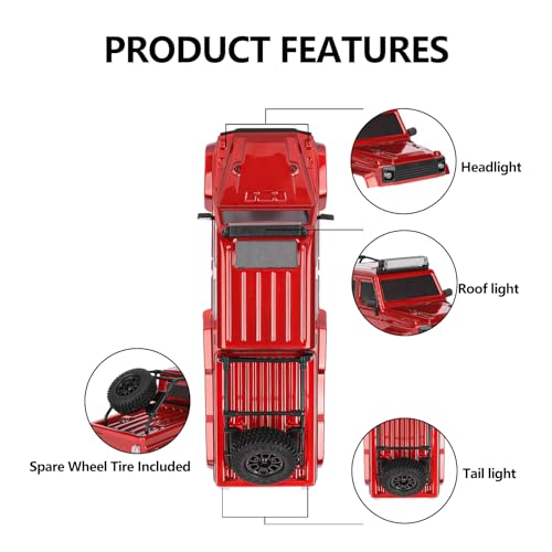 SCX24 Body 6x6 Conversion Kit PC Body with Lights Frame-Axle Assembly for Bronco JLU C10 Basecamp Axial SCX24 6×6 RC Crawler Upgrades - style: Red