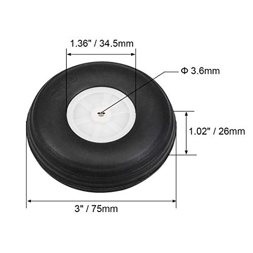 uxcell Tire and Wheel Sets for RC Car Airplane,PU Sponge Tire with Plastic Hub,3" 2pcs - size: 3 Inch