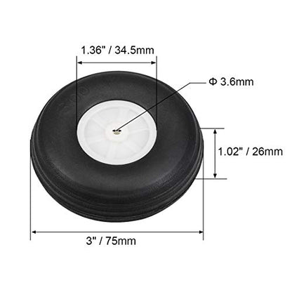 uxcell Tire and Wheel Sets for RC Car Airplane,PU Sponge Tire with Plastic Hub,3" 2pcs - size: 3 Inch