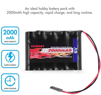 Tenergy 2 Pack NiMH Receiver RX Battery with Hitec Connectors 6V 2000mAh High Capacity Rechargeable Battery Pack for RC Airplanes/RC Aircrafts and More - size: 2 Packs