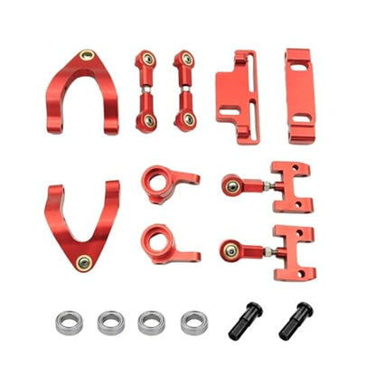 RC Vehicles Parts for WPL D12 D42 rc Car Spare Parts Upgrade Metal Steering Cup Upper Lower for Swing Arm for Seat Slider Turning Block(Red) - color: Red