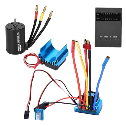 3650 4300KV Brushless Motor & 120A ESC Combo with Heat Sink and Programming Card for /10 RC Car High Speed Upgrades - size: 120A