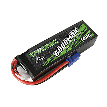 OVONIC 3S Lipo Battery 100C 6000mAh 11.1V Lipo Battery with EC5 Connector for Arrma 1/5 1/8 1/10 RC Car and Truck