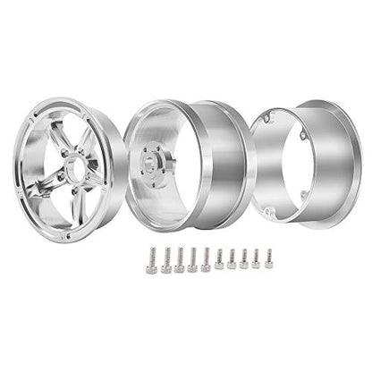 Aluminum Alloy 2.2" Beadlock Wheels/Rims for 1/10th Scale RC Crawler Car Axial Wraith-Pack of 4 (Silver)