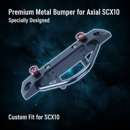 Axial SCX10 Front Bumper Upgrade Part, CNC Machined Aluminum Alloy RC Bumper with Winch Mount for 1/10 Scale and MST SCX10 II Crawler