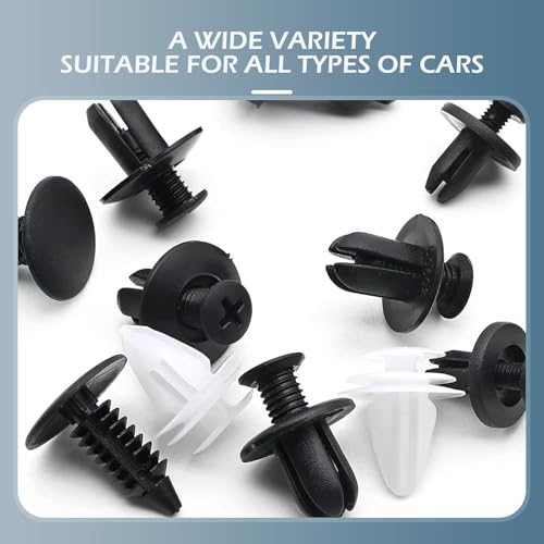 100PCS Car Clips, Bumper Retainer Clips, Car Rivets Fasteners Retainer Kit, Plastic Rivets with 1 Fastener Removers, Door Trim Panel Fender Push Pin Rivets for Most Models