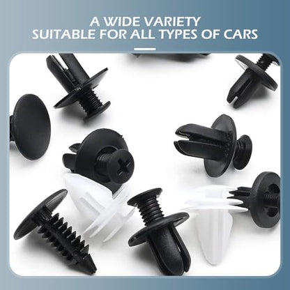 100PCS Car Clips, Bumper Retainer Clips, Car Rivets Fasteners Retainer Kit, Plastic Rivets with 1 Fastener Removers, Door Trim Panel Fender Push Pin Rivets for Most Models