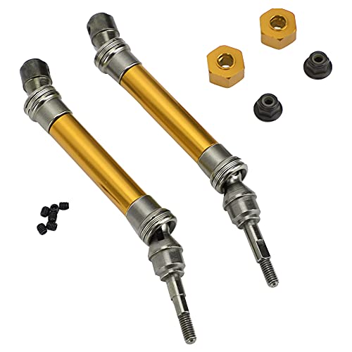 2Pcs RC Car Front Shaft Stainless Steel Rear Drive Shaft Universal Driveshaft Fit for Traxxas RC Truck Upgrades Parts (Yellow) - color: Yellow