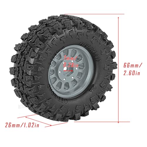 Rc 1.3 Beadlock Wheel Tires/Wheel Rims for 1/24 1/18 SCX24 TRX4M RC Crawler Car,Aluminum 1.3 Beadlock Wheels and Tires,Rc Tires with Foam Inserts,Titanium(4PCS) - color: Titanium - (Rc Wheels Tires)