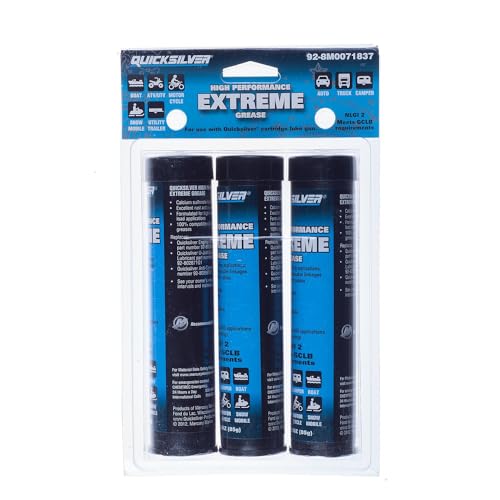 Quicksilver 8M0071837 High Performance Extreme Grease/Lubricant with PTFE, 3-Oz. Cartridges, Pack of 3 - size: 3 oz Cartridge (Pack of 3)