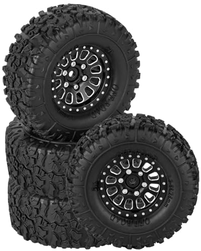 RC 1.3 in Wheel Tires for 1/18 TRX4M 1/24 SCX24 RC Crawler Car,Aluminum 1.3 Beadlock Wheel Rims and Rubber Tires w/Sponge,RC Truck Tires,Black - color: Black - (1.3 Tires)