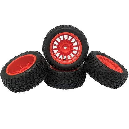 4PCS 75mm Rubber Tyres Tires with Foam Inserts and Plastic Wheel Rims 12mm Hex for 1/10 On-Road RC Drift Touring Car 1/14 1/16 1/18 Rally Car Replacement Parts(Red) - color: Red