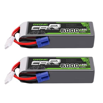 OVONIC 4S LiPo Battery 6000mAh 14.8V 120C RC Battery with EC5 Connector (2 Pack)