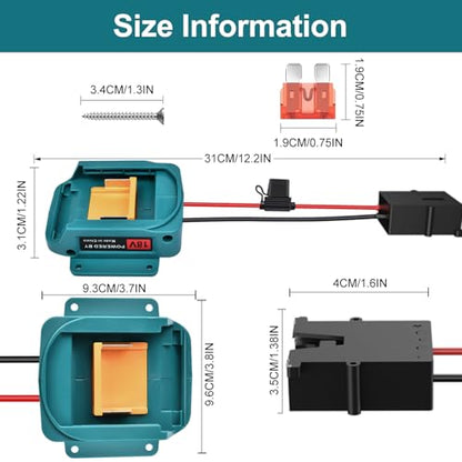 Power Adapter Wheels for Makita 18V LXT Battery with Wire Harness Connector and Fuse Holder Compatible for Fisher-Price 12 Volt Power Battery Wheels Kids Ride-on Toy, 12AWG Wire with 40A Fuse - color: black