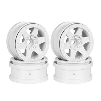 4PCS Plastic 2.2 Inch Beadlock Wheel Rim Wheel Hub 12mm Drive Hex Compatible with 1/10 RC Crawler Car for Axial SCX10 90046 TRX4 Wraith RR10 Capra(White) - color: White