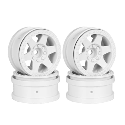4PCS Plastic 2.2 Inch Beadlock Wheel Rim Wheel Hub 12mm Drive Hex Compatible with 1/10 RC Crawler Car for Axial SCX10 90046 TRX4 Wraith RR10 Capra(White) - color: White