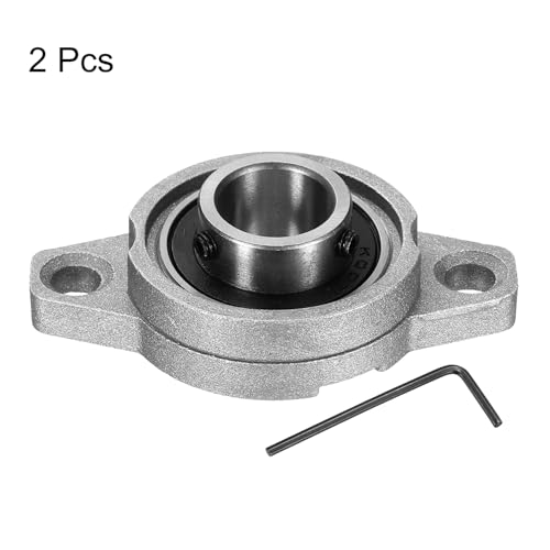 uxcell 2pcs KFL002 Pillow Block Bearings 15mm Bore Bearing Units Zinc Alloy Flange Mounted Bearing Housing, P6(ABEC3) - size: KFL002