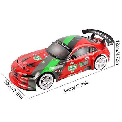 RC Buggy 70km/H High-Speed Drift Racing 2.4G 4WD Electric RC Vehicle RC Flat Running Drift Rally Racing Rubber Tire RC Truck Gift Replacement Tires,2 Batteries - color: Red