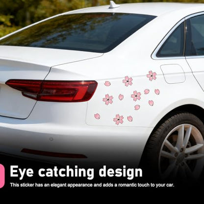 20 PCS Car Door Body Sticker, Cherry Blossom & Petal Set Creative Lovely Car Decor, Waterproof Scratch Covering Auto Body Exterior Ornament, Universal for Cars SUVs Trucks (Pink)