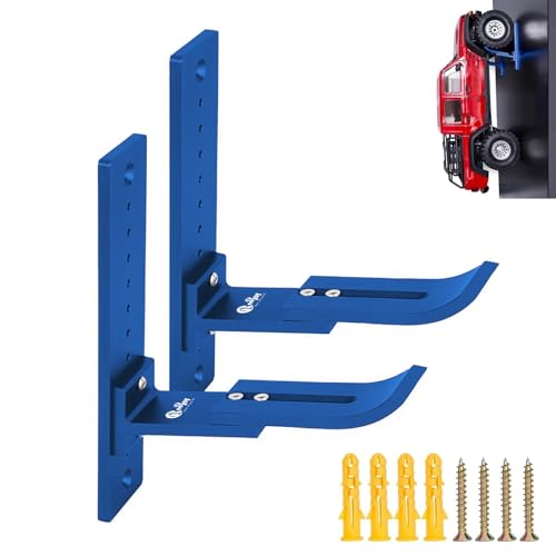 RC Car Wheel Wall Mount Organizer, 2PCS RC Car Display Stand Wall Hooks Storage Hanger Hanging Rack Wheel Adjustable Length for 1/18 1/16 1/14 1/12 1/10 1/8 RC Crawler Truck Cars, Blue - color: Blue
