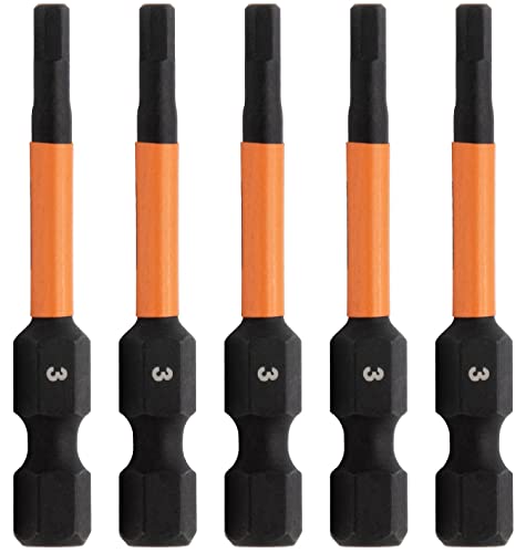 5pc 3mm Hex Bit Set 2 Inch S2 Steel Impact Allen Wrench Screwdriver Bits | Precision machined hex tip for machinery & furniture assembly. Extended 2" reach for quick-release 1/4" hex chucks. - size: 0.118 in