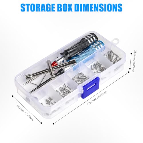 190pcs RC Screw Kit, M1/M1.4 Screws Assortment Set with Phillips Screwdriver Hex Driver RC Car Tools for Axial SCX30 RC Crawler Cars Trucks, with Organizer Storage Case