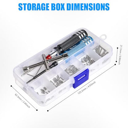 190pcs RC Screw Kit, M1/M1.4 Screws Assortment Set with Phillips Screwdriver Hex Driver RC Car Tools for Axial SCX30 RC Crawler Cars Trucks, with Organizer Storage Case