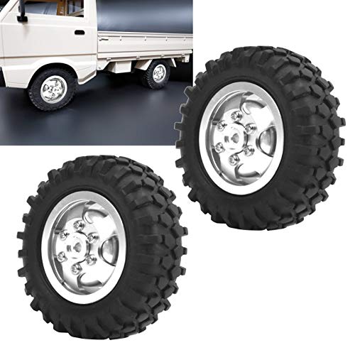 RC Wheels, 2Pcs Rubber Tire 55mm Dia Aluminium Alloy RC Tires 1/10 Scale Compatible for Off-Road Racing Trail Driving and Hobbyist Use