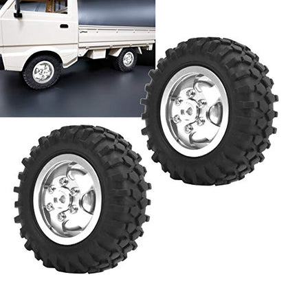 RC Wheels, 2Pcs Rubber Tire 55mm Dia Aluminium Alloy RC Tires 1/10 Scale Compatible for Off-Road Racing Trail Driving and Hobbyist Use