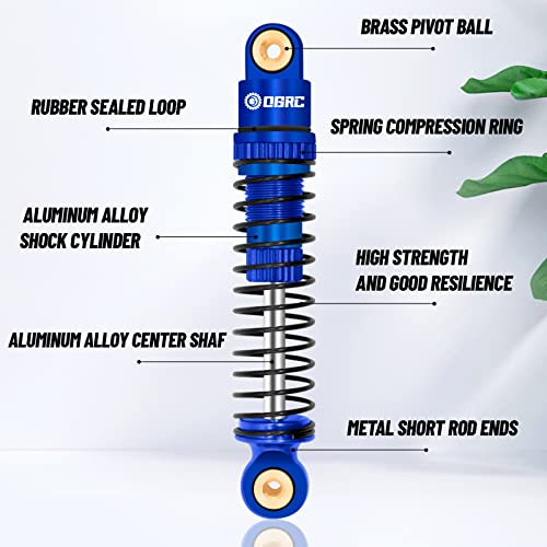 OGRC Shocks Absorber Oil Threaded Damper Aluminum Front & Rear Shocks for Axial SCX24 C10 JLU Deadbolt Gladiator Bronco Upgrade Parts (Blue) - color: Blue