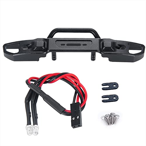 MOHERO Metal Front Bumper Mount with Led Light RC Bumper for 1/24 Axial SCX24 AXI00006 RC Crawler Car Upgrade Parts - size: Front