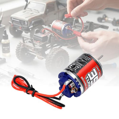 Drfeify RC Brushed Motor, 370 35T, Stainless Steel, 2.0mm D Shaft | JST Female Connector, Low Noise Vibration Precision, Heat Proof Pure Copper Windings, for RC Model Car