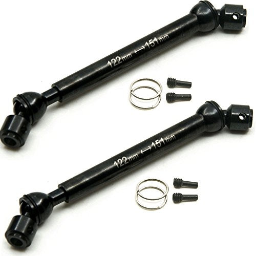 QUE-T 2 Pcs Steel 122-151mm Drive Shafts for 1/10 Axial Wraith/SCX10/Dingo/D90 RC Crawler Car (122MM-151MM)