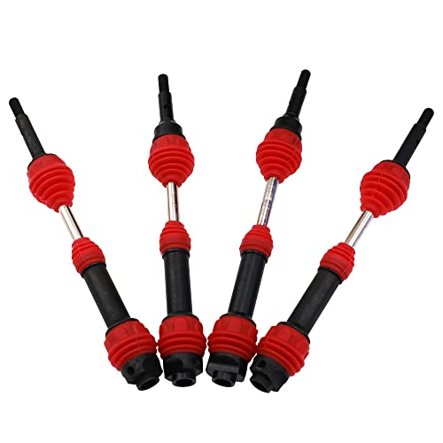 2Pairs Vgoohobby Steel Drive Shaft CVD Dogbon Front Rear Driveshaft Compatible with Traxxas Slash 4X4 Stampede Rustler Hoss VXL 4X4 RC Truck Car (Red) - color: Red