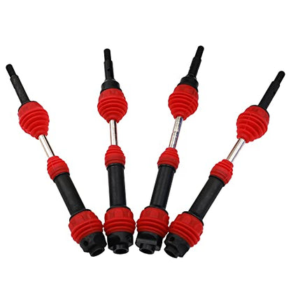 2Pairs Vgoohobby Steel Drive Shaft CVD Dogbon Front Rear Driveshaft Compatible with Traxxas Slash 4X4 Stampede Rustler Hoss VXL 4X4 RC Truck Car (Red) - color: Red