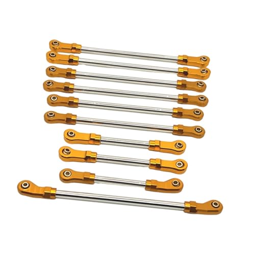 10 Pieces Steering Servo Link RC Car Pull Rod Metal Upgrade Linkage Model Parts Sturdy Construction Suitable for WLtoys 1/10 RC Truck, Gold - color: Gold