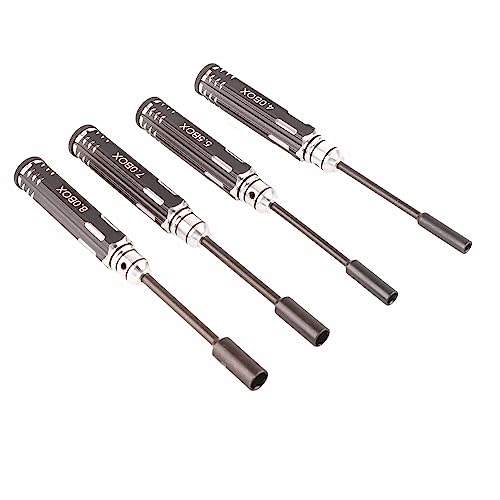 RC Metal Hex NUT Driver Set,4Pcs RC Metal Hex NUT Key Socket Screw Driver Wrench Accessories 4.0MM, 5.5MM, 7.0MM, 8.0MM for RC Cars Model Airplanes ﻿